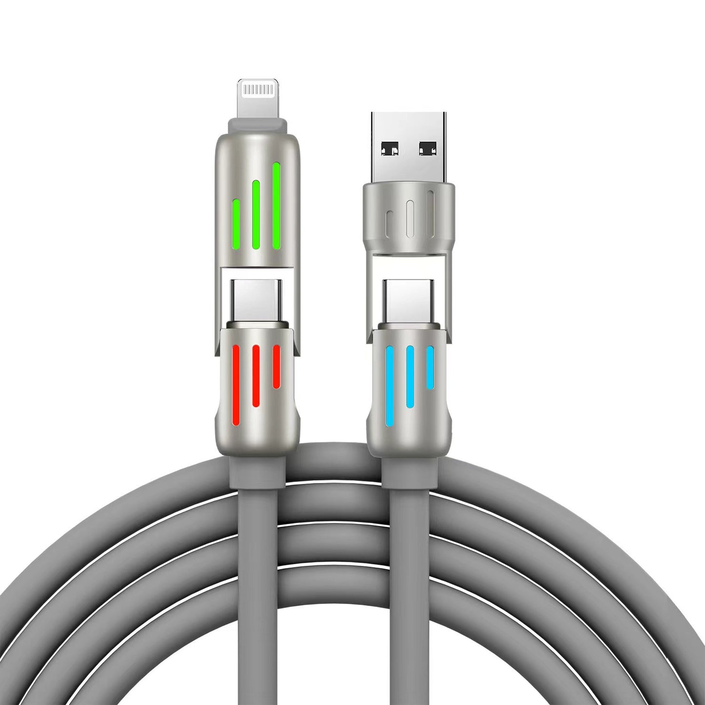 240W Colorful Breathing Light Four-in-One Super Fast Charging Data Cable