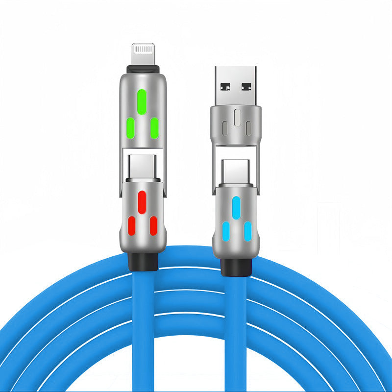 240W Colorful Breathing Light Four-in-One Super Fast Charging Data Cable