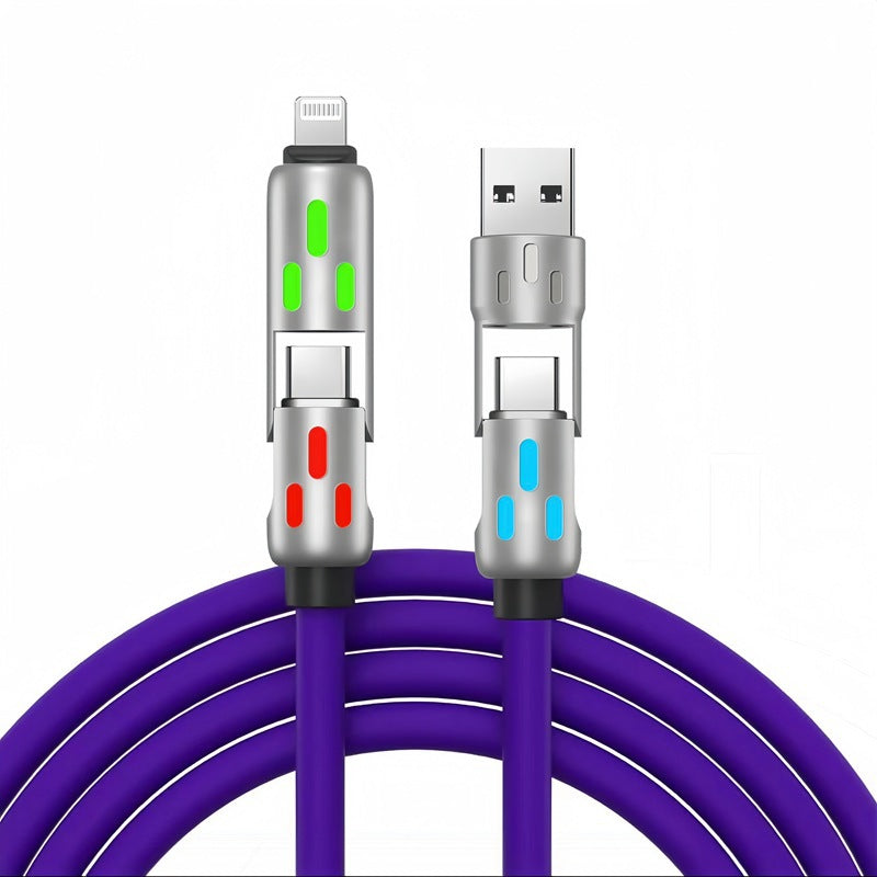 240W Colorful Breathing Light Four-in-One Super Fast Charging Data Cable