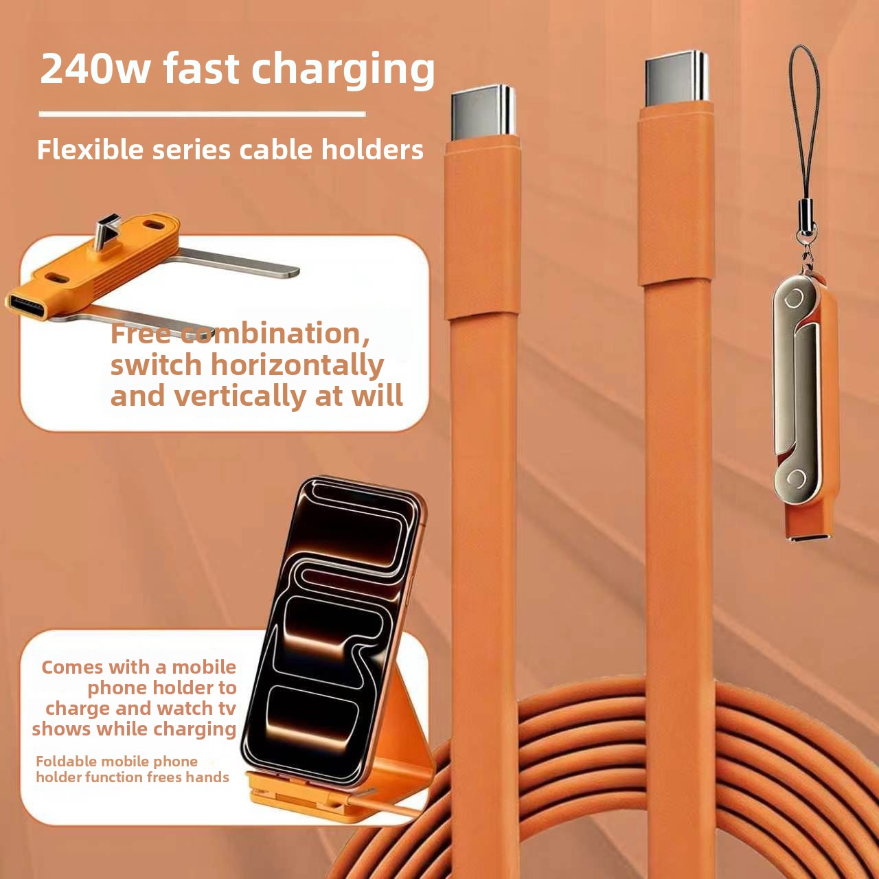 240W Multi-Function Phone Holder Fast Charging Data Cable
