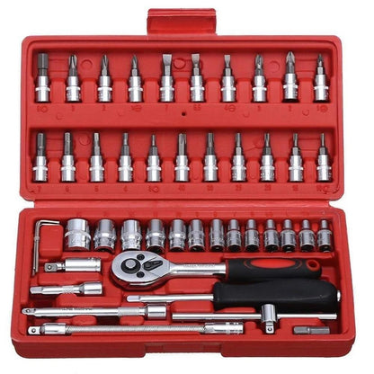46 Piece Socket Set – Complete Tool Kit for Home & Auto Use
