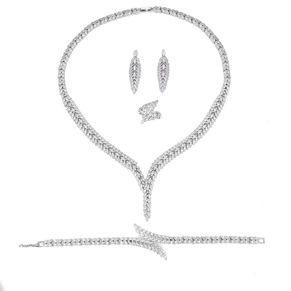 Buy Luxury 3A Zircon 4-Piece Necklace Earrings Jewelry Set