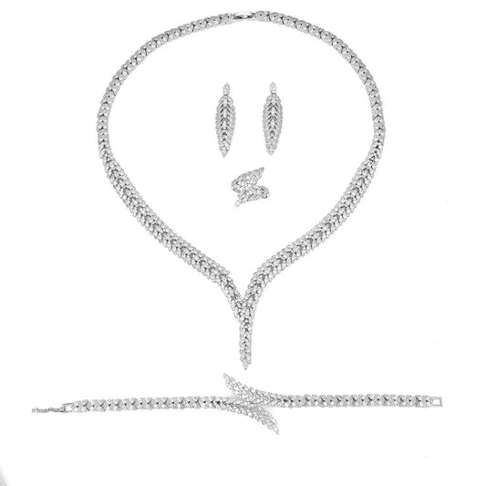 Buy Luxury 3A Zircon 4-Piece Necklace Earrings Jewelry Set