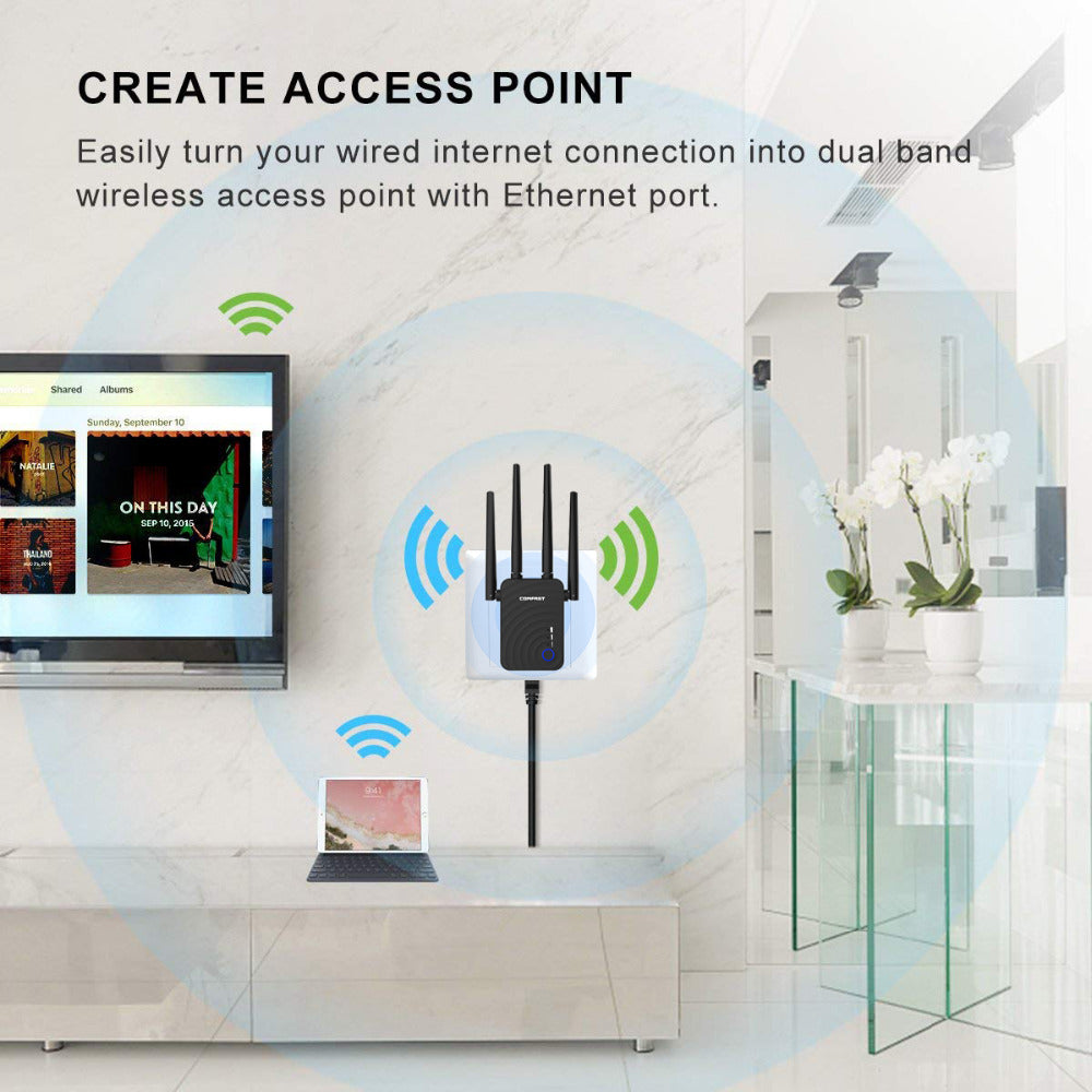 Dual-Band 1200Mbps Wireless Relay Router High Speed WiFi