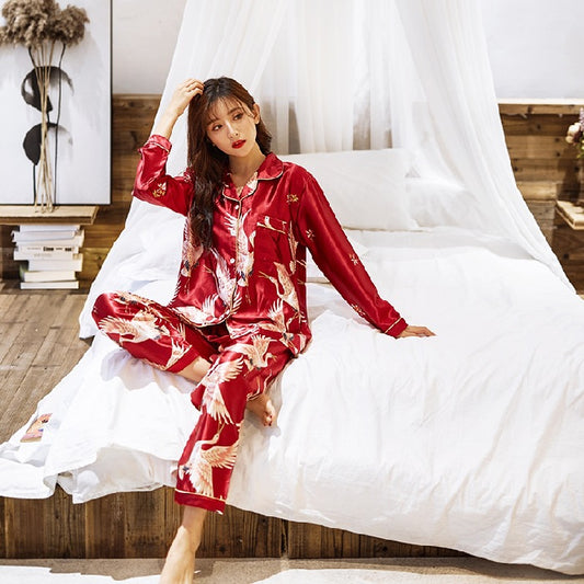 Buy Casual Cardigan Unisex Long Sleeve Pajama Set Nightwear