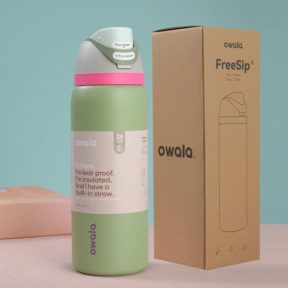 24OZ Owala FreeSip Insulated Stainless Steel Water Bottle globalswanky 01