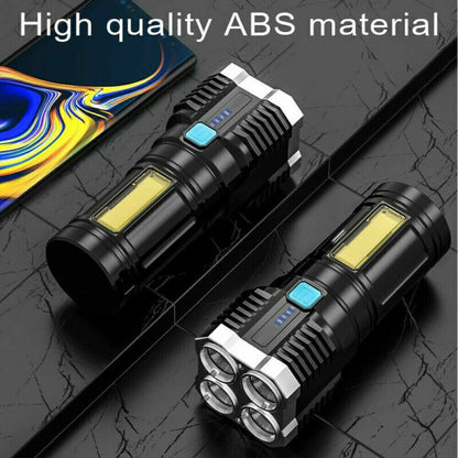 Powerful Quad-Core LED Torch USB Rechargeable for Camping