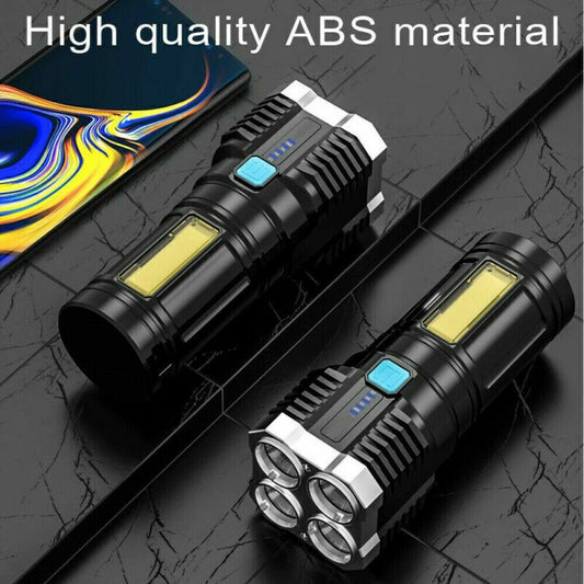 Powerful Quad-Core LED Torch USB Rechargeable for Camping