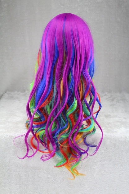 Colorful Rainbow Gradient Hairstyle – Vibrant Fashion Hair Wigs