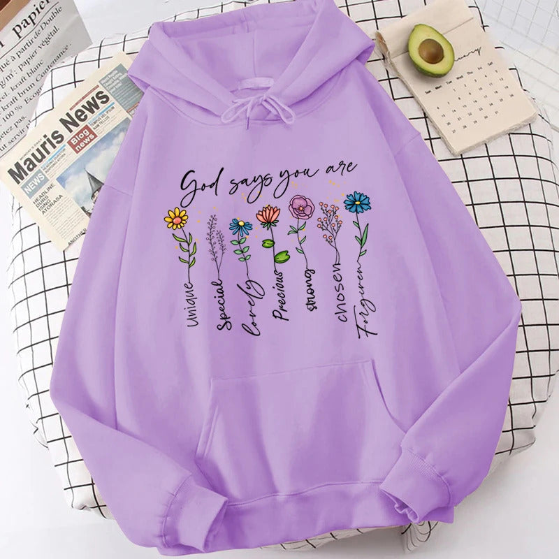 Buy Fashion “God Says You Are Unique” Flower Print Casual Top