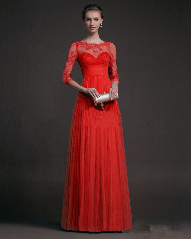 Elegant Lace See-Through Dress – Long Sleeve Party Outfit
