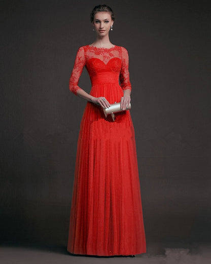 Elegant Lace See-Through Dress – Long Sleeve Party Outfit
