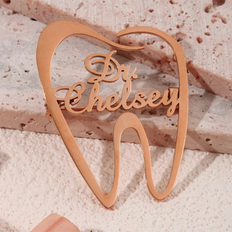 Buy Personalized Stainless Steel Tooth-Shaped English Brooch