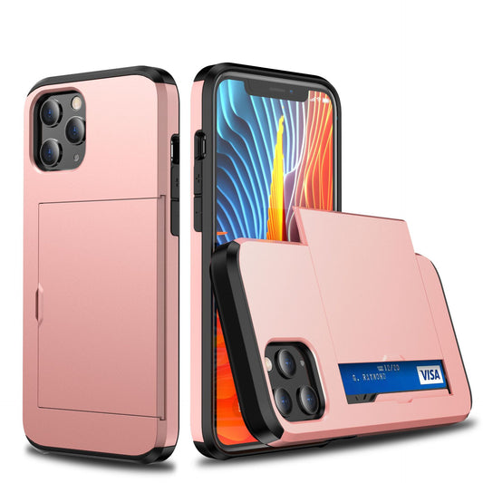 Buy iPhone 12 Card Push Anti-Drop Sliding Phone Case Compatible
