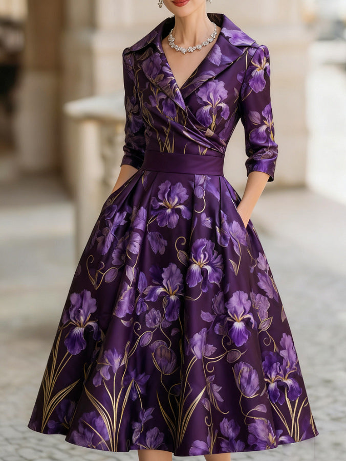 Elegant Formal French-Style Waist-Cinched Dress for Women