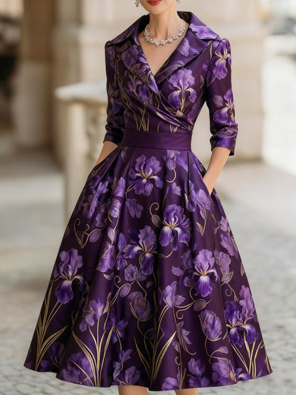 Elegant Formal French-Style Waist-Cinched Dress for Women