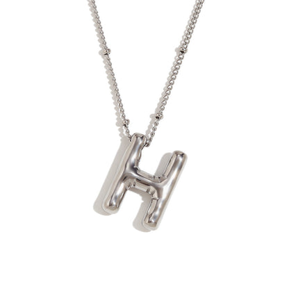 26 English Bubble Glossy Letter Necklace