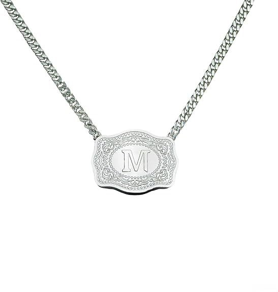 26 English Letter Belt Buckle Necklace Embossed