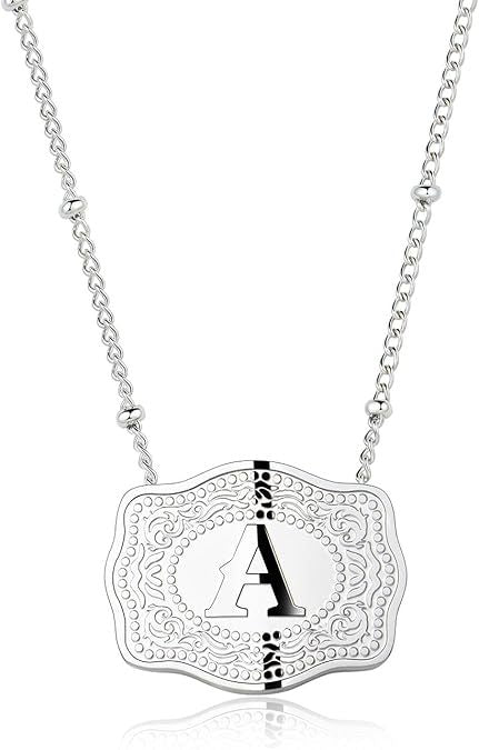 26 English Letter Belt Buckle Necklace Embossed