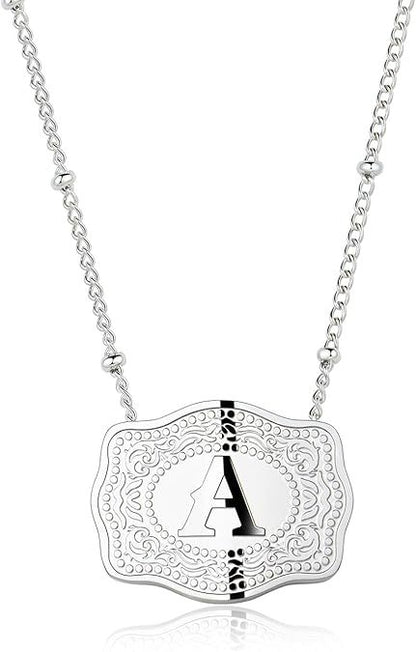 26 English Letter Belt Buckle Necklace Embossed