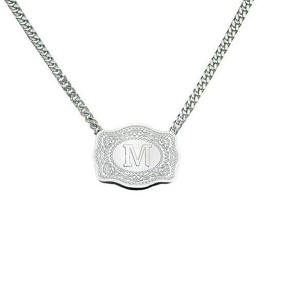 26 English Letter Belt Buckle Necklace Embossed