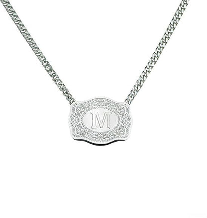26 English Letter Belt Buckle Necklace Embossed