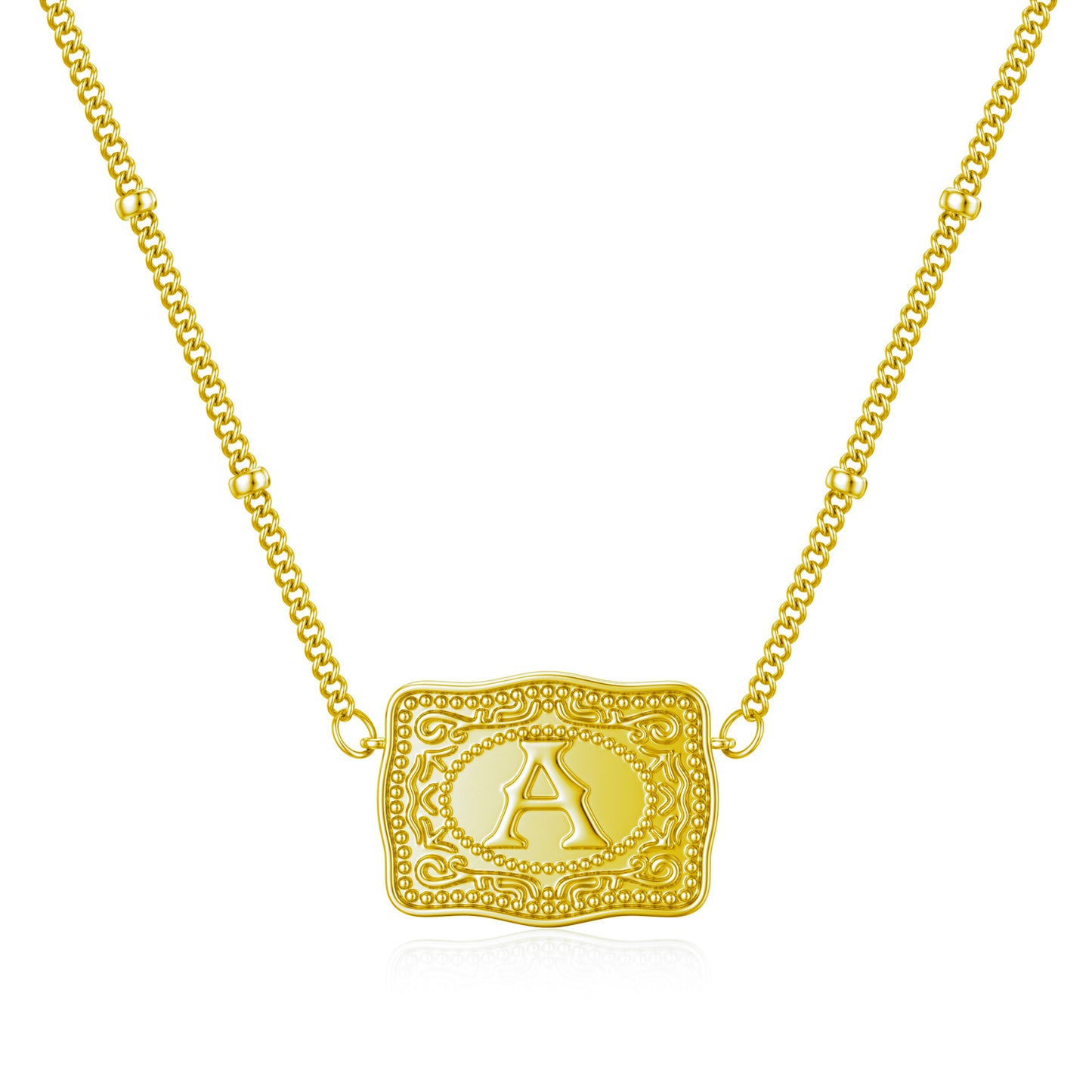 26 English Letter Belt Buckle Necklace Embossed