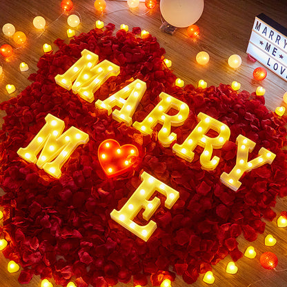 26 lettered light bulbs