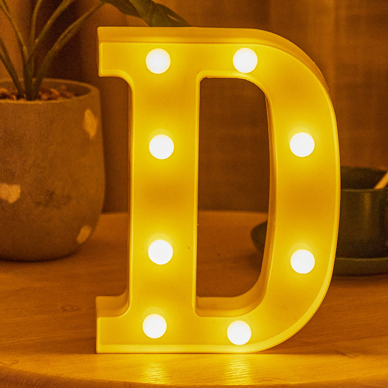 26 lettered light bulbs