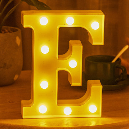 26 lettered light bulbs