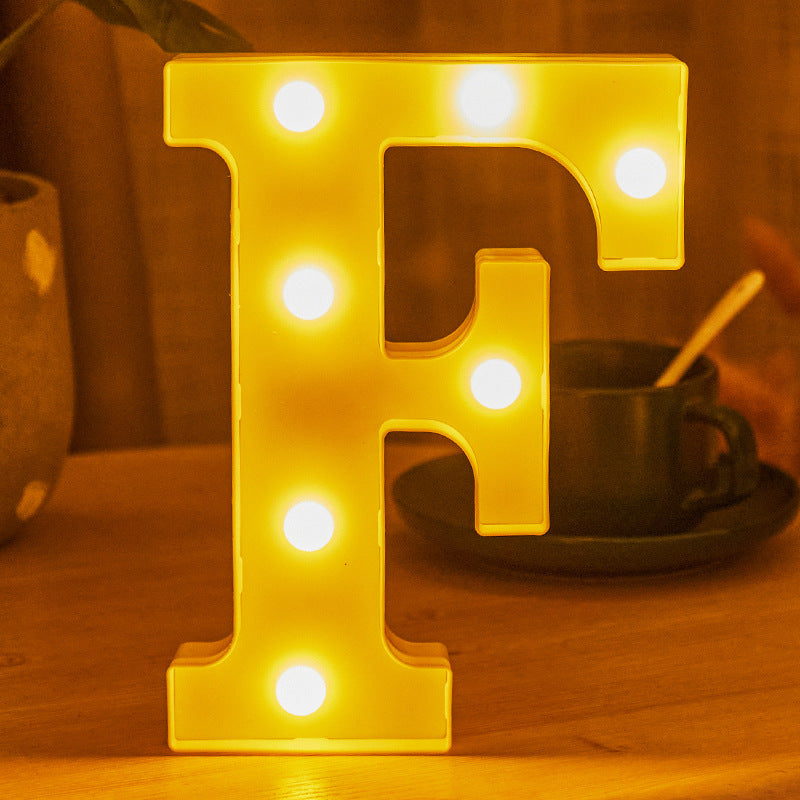 26 lettered light bulbs