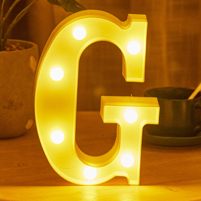 26 lettered light bulbs