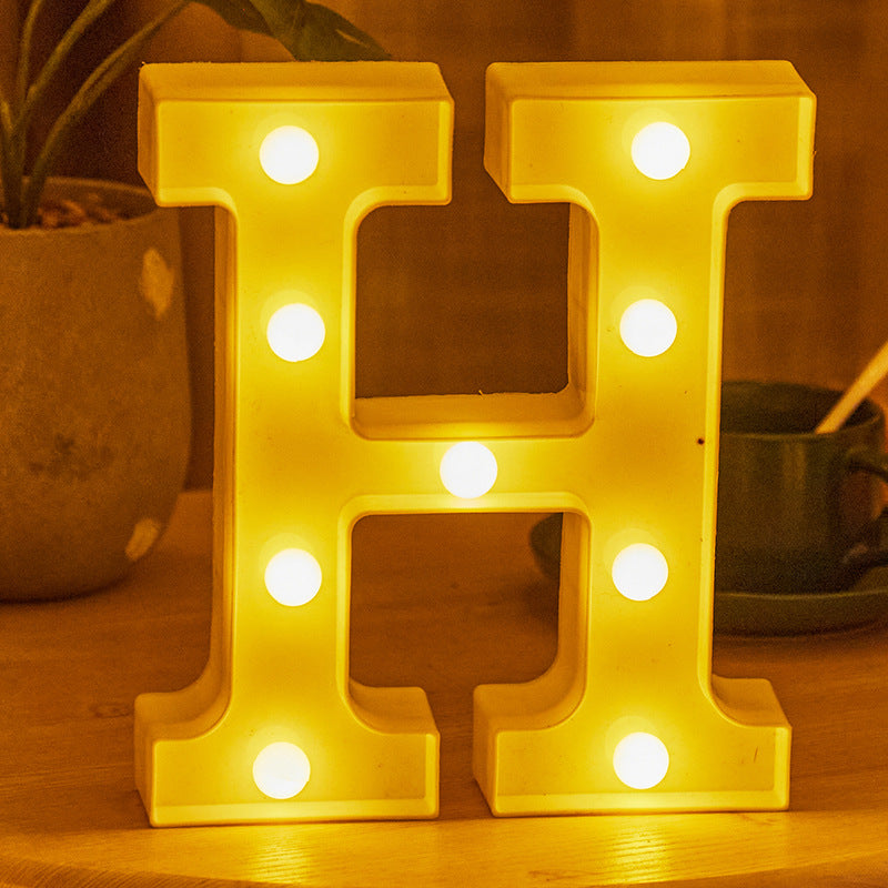26 lettered light bulbs