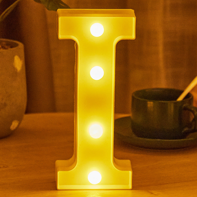 26 lettered light bulbs