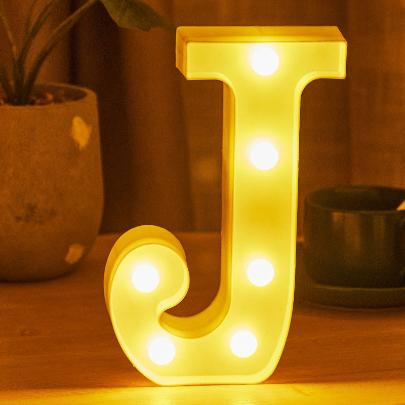 26 lettered light bulbs