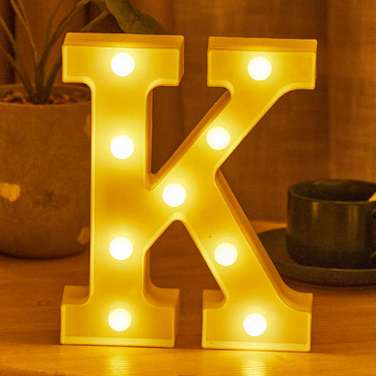 26 lettered light bulbs