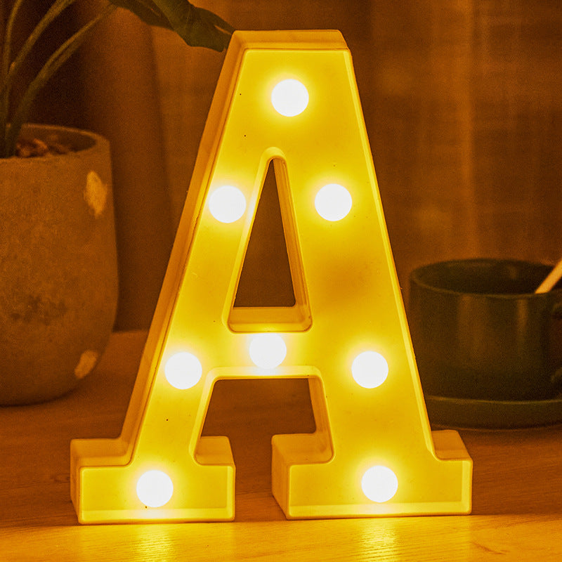 26 lettered light bulbs