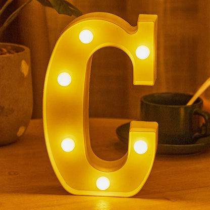 26 lettered light bulbs
