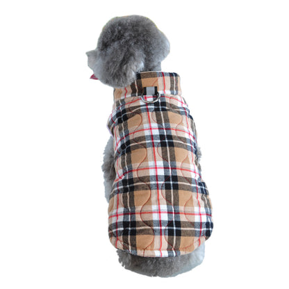 Buy Winter Dog Clothes | Heavy Cotton Plaid Zipper Jacket