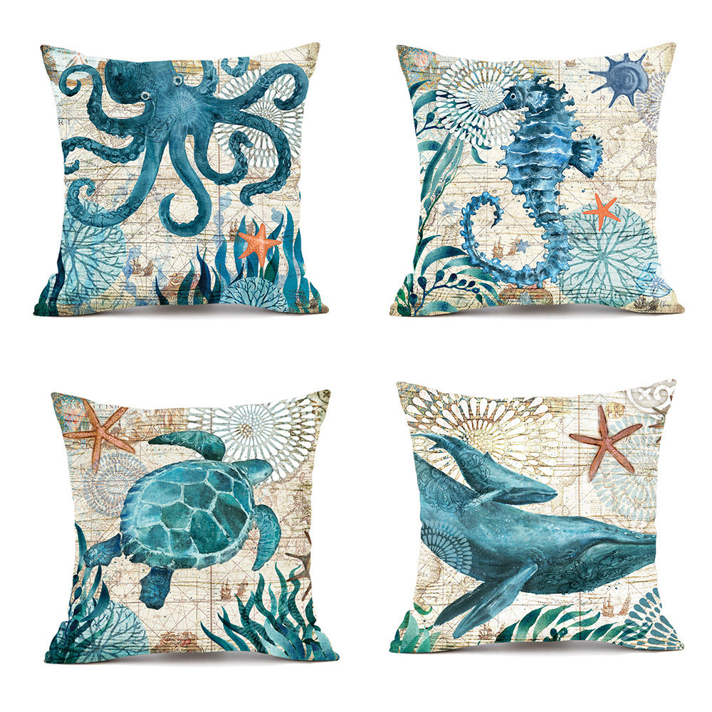 Sea Turtle Printed Cushion Covers  Stylish Throw Pillow Cases