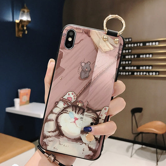 Rose Flowers Wrist Strap Phone Case – Compatible with iPhone