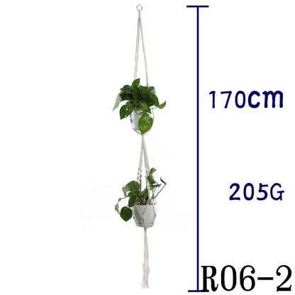 Flower Pot Net Bag – Beige Cotton Rope Indoor Plant Hanger