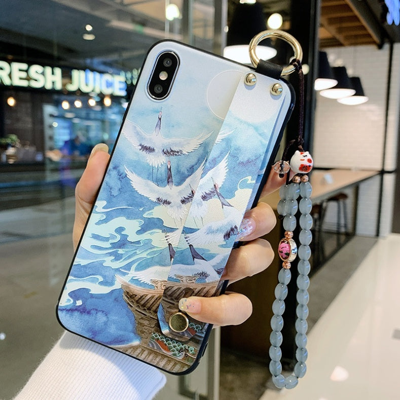 Rose Flowers Wrist Strap Phone Case – Compatible with iPhone