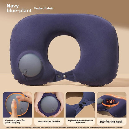 Press Inflatable U-Shaped Travel Pillow for Travel Comfort