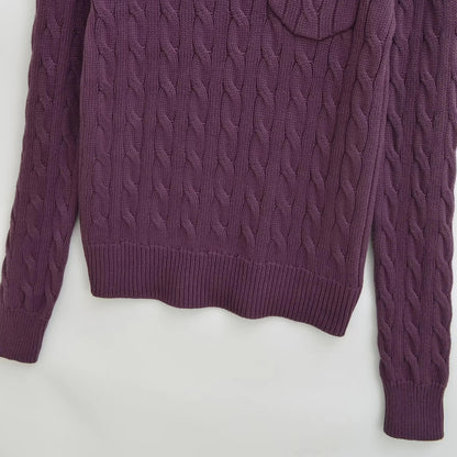Stylish Korean-Style Relaxed Purple Sweater for Petite Women