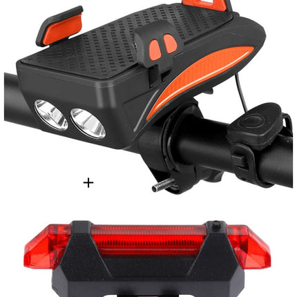 Motorcycle Bicycle Phone Holder with Charging & Front Lamp