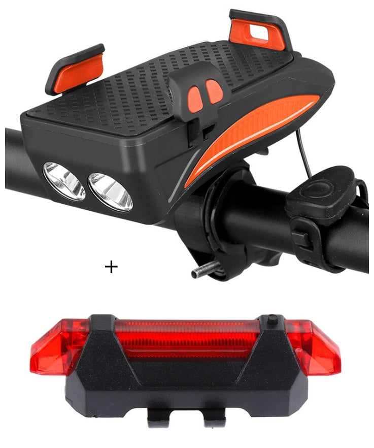 Motorcycle Bicycle Phone Holder with Charging & Front Lamp