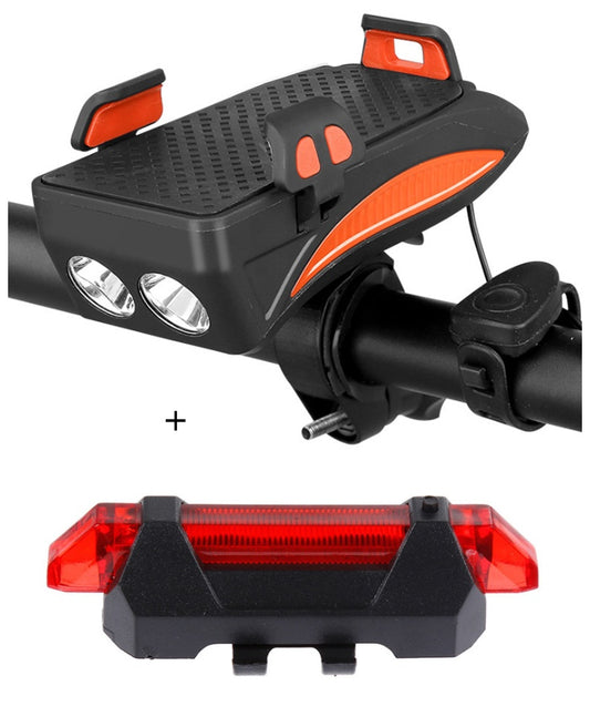 Motorcycle Bicycle Phone Holder with Charging & Front Lamp