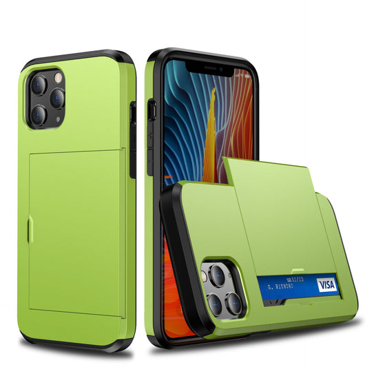 Buy iPhone 12 Card Push Anti-Drop Sliding Phone Case Compatible