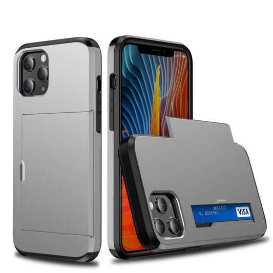 Buy iPhone 12 Card Push Anti-Drop Sliding Phone Case Compatible